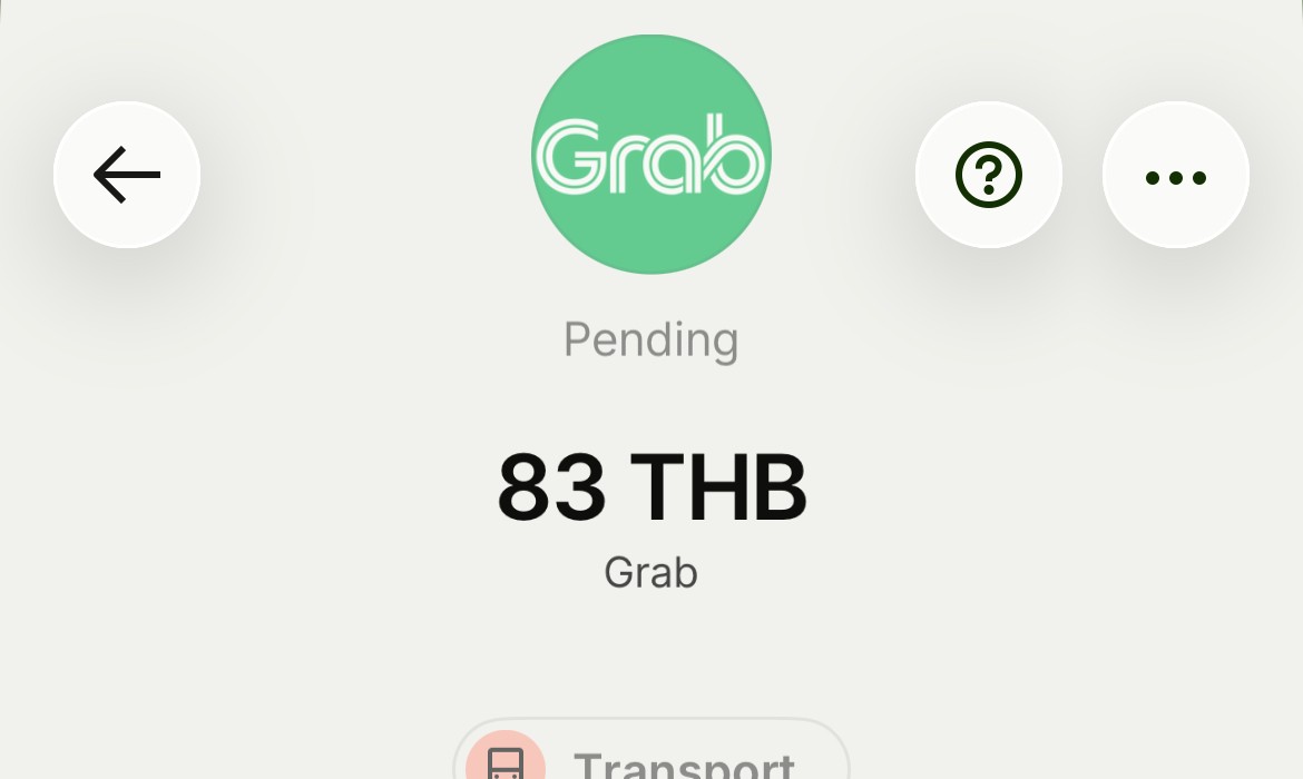 Paying 83 baht for a Grab ride with a Wise card in Chiang Mai
